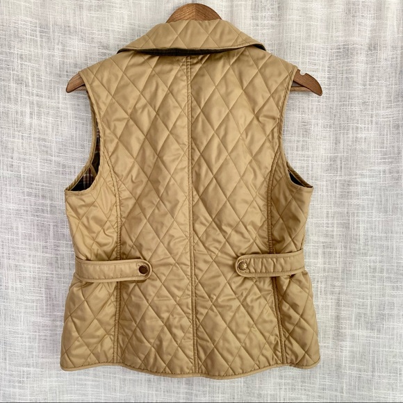LL Bean Tan Quilted Equestrian Puffy Vest - Picture 4 of 7